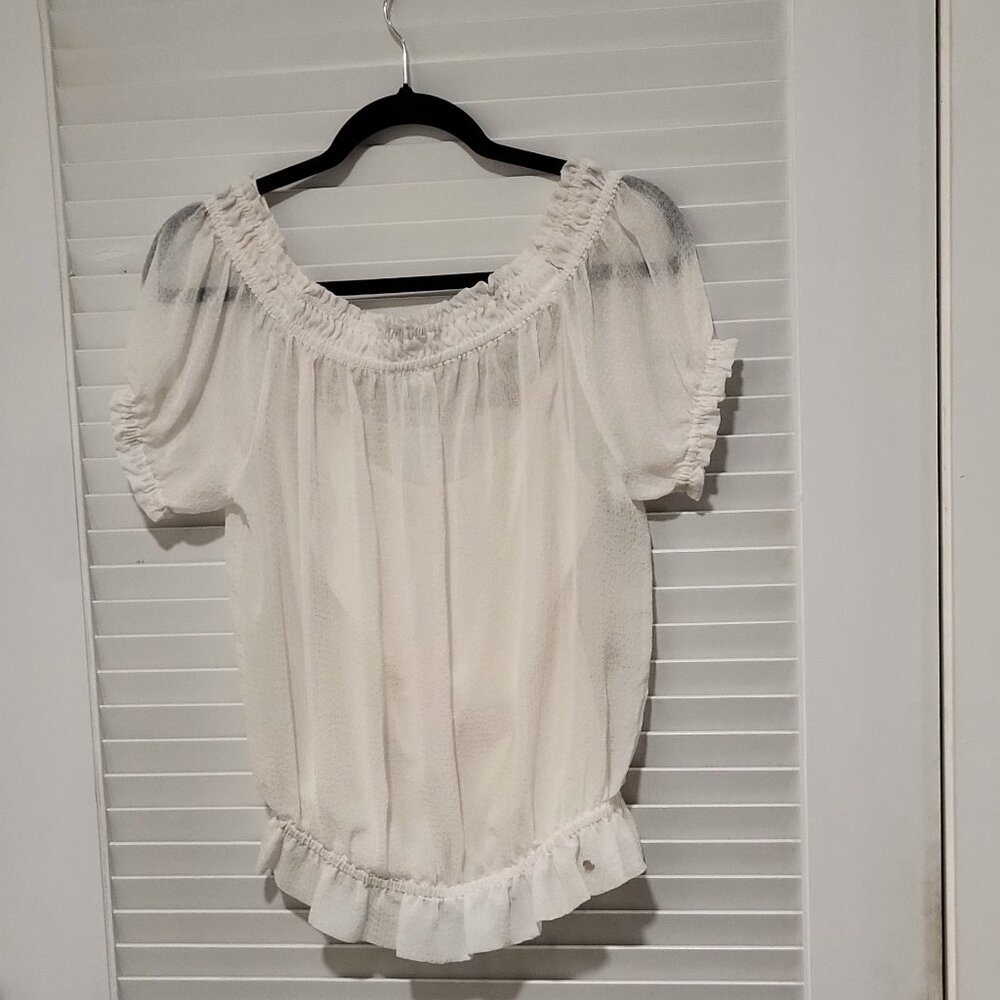 Guess Sheer White Top with cotton under tank, - Like New, Size Small